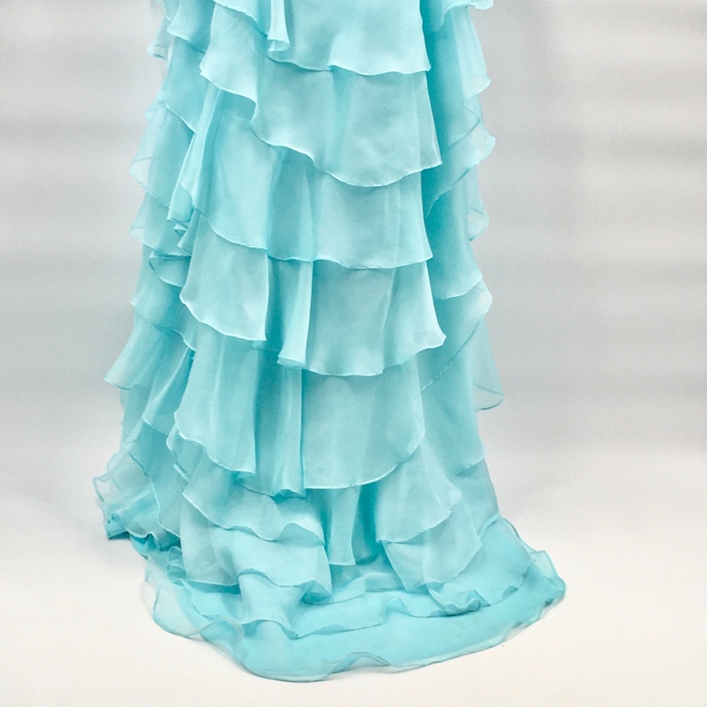 $1695 Terani Couture Aqua Ruffle Prom Gem … - Picture 14 of 14